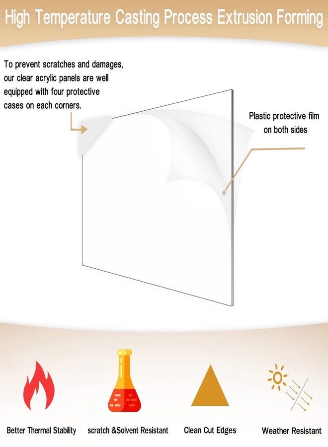 ADTDA 4 Pieces 1/8" Thick (3mm) Acrylic Sheets,Clear Cast Plexiglass 8” x 10” with Protective Paper for Signs DIY Display Projects,Craft,Photo Frames - Image 3